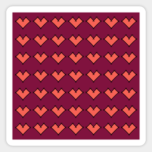 Red Gothic Square Hearts Magnet